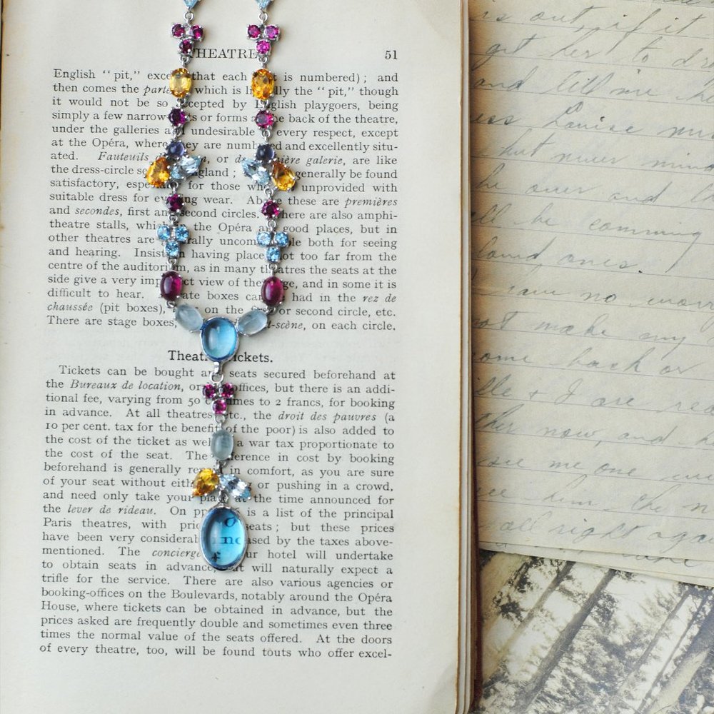 14K White Gold and Gemstone Necklace